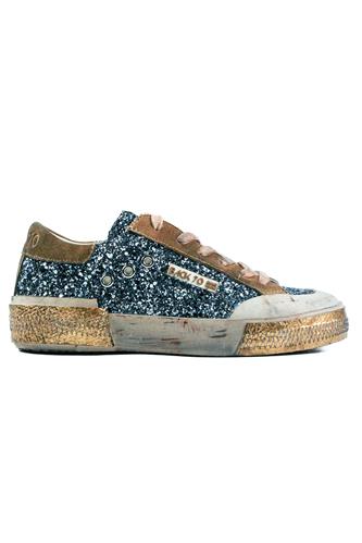 Miami Navy Glittered Leather Brown Suede, BACK 70
