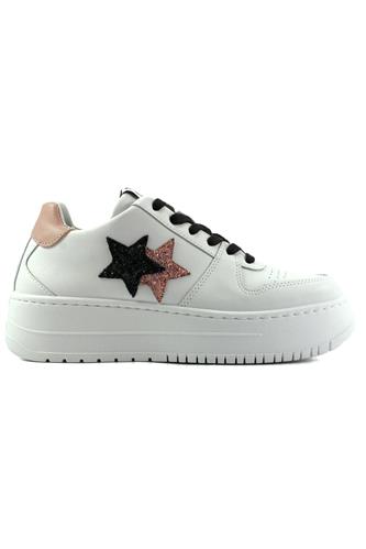 2STAR2SD Queen Low White Leather Pink Black Glitter
