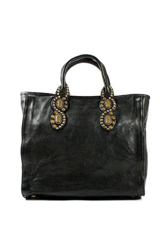 CAMPOMAGGISmall Shopping Bag Black Leather Bella di Notte Studs