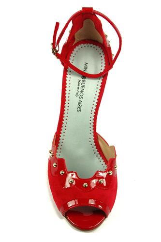 Claire Red Suede Patent Leather Studs