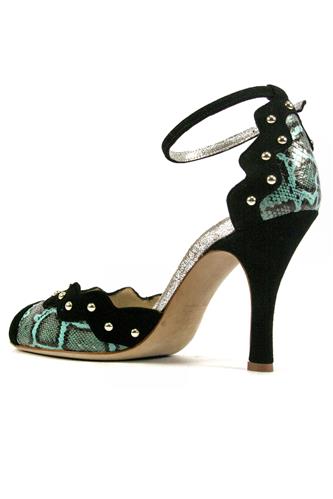 Claire Turquoise Ayers Black Suede Studs