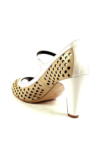 Sandal Perforated Leather Beige White