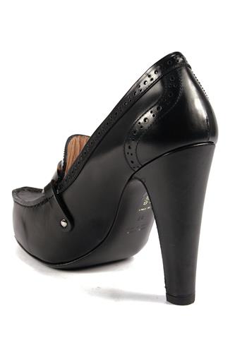 High Heel Plateau Shoes Black Leather