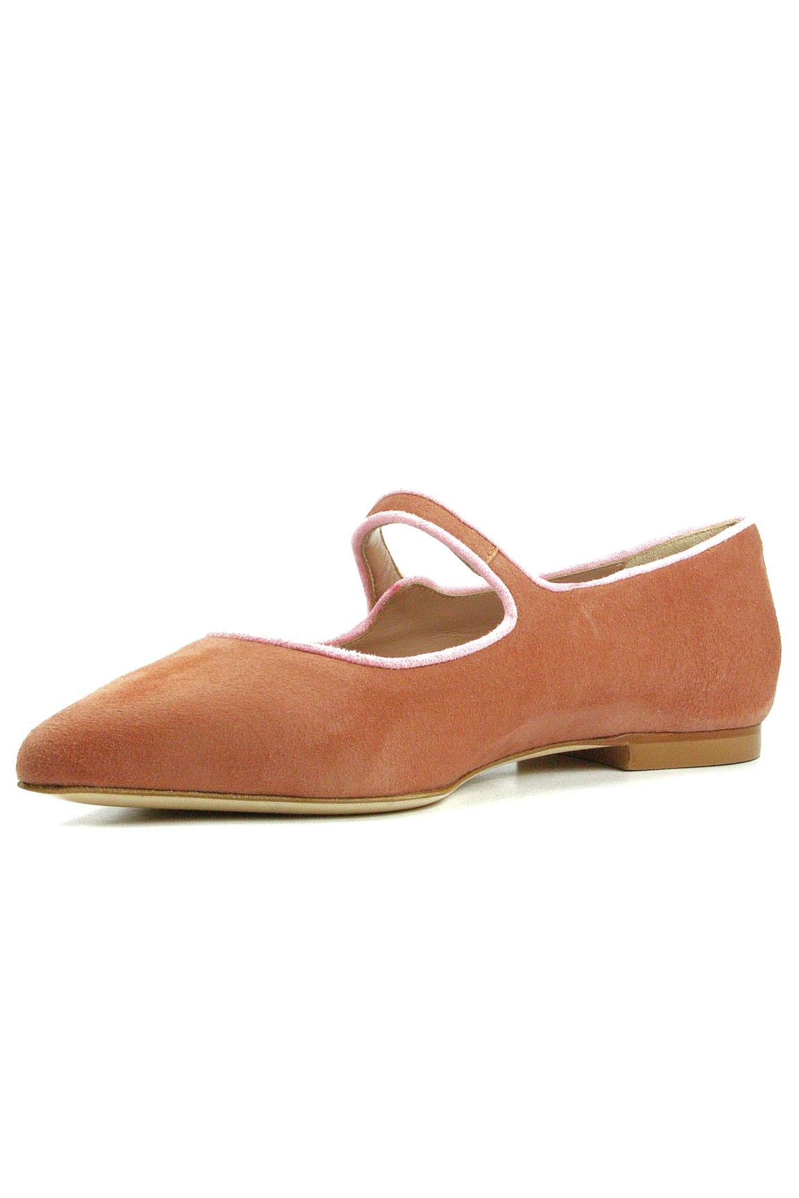 Mindy Leather Brown Suede Pink Profile CHEVILLE Low Mid Heels