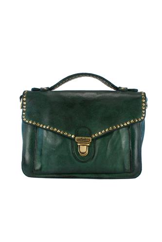 CAMPOMAGGIClutch Bottle Green Leather Kura Rivets