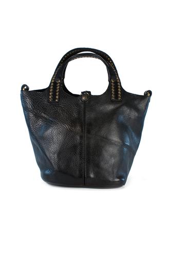 CAMPOMAGGISmall Shopper Black Leather Kura Rivets