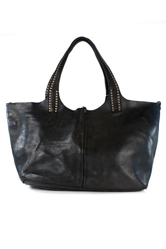 CAMPOMAGGIShopper Black Leather Kura Rivets