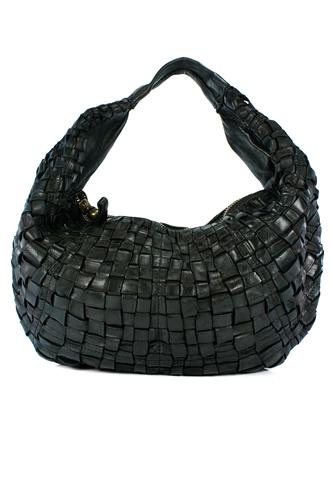 CAMPOMAGGIShoulder Bag Woven Black Leather Edera